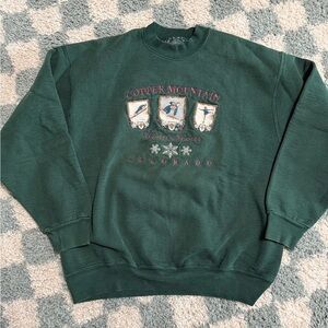 COPPER MOUNTAIN vintage camp david dark green mock neck thick sweatshirt skiing